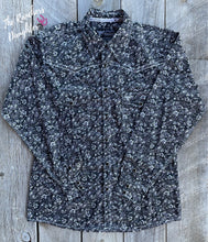 Load image into Gallery viewer, Black Paisley Men’s Western Shirt
