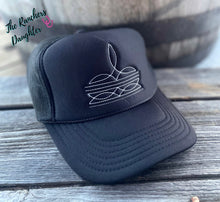 Load image into Gallery viewer, Black Boot Sitch Trucker Cap
