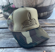 Load image into Gallery viewer, Camo Boot Sitch Trucker Cap
