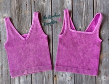 Load image into Gallery viewer, Magenta Ribbed Crop Tank with Reversible Neckline
