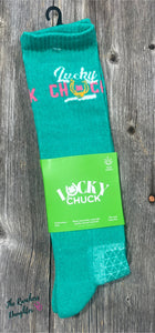 Lucky Chuck Logo Teal Performance Socks