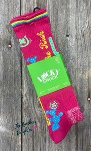 Lucky Chuck Take the Risk Hot Pink Performance Socks