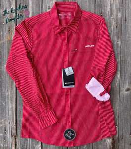 Ariat Women's VentTEK Equestrian Red Stripe Stretch Shirt