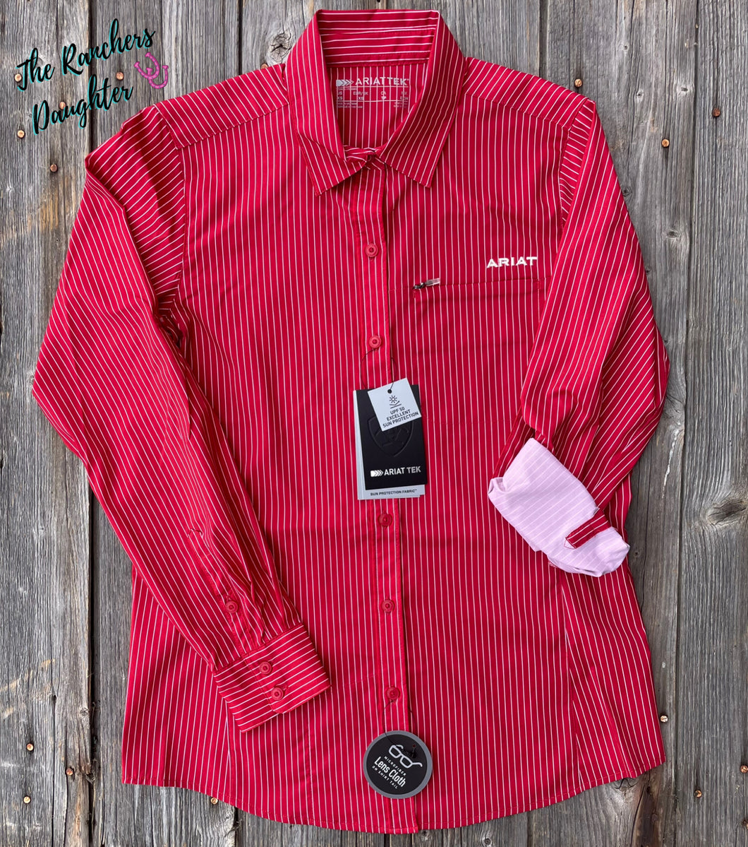 Ariat Women's VentTEK Equestrian Red Stripe Stretch Shirt