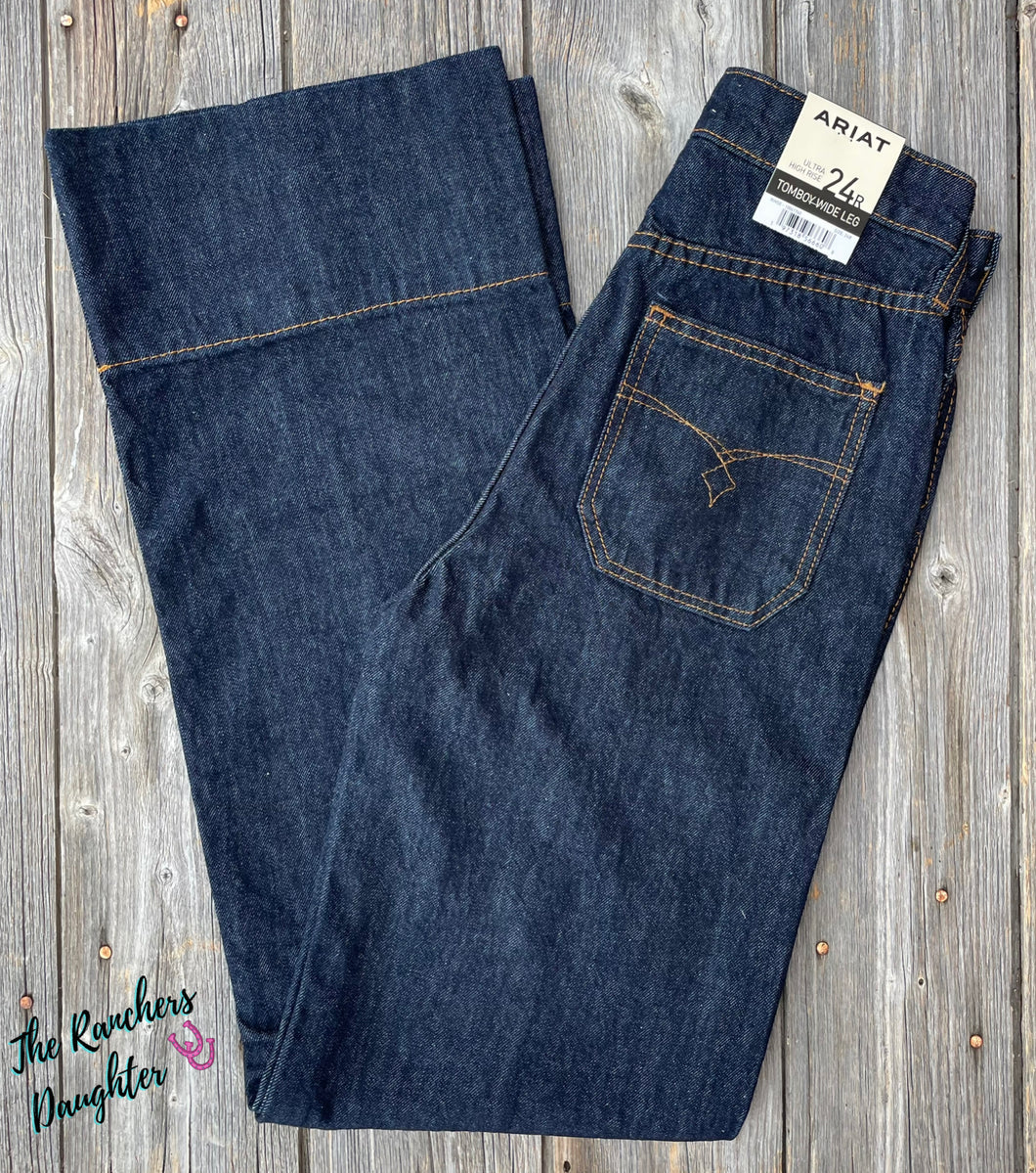 Ariat Women's Tomboy Western Utility Ultra High Rise Wide Leg Jean