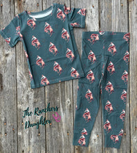 Load image into Gallery viewer, Teal Bronc Short Sleeve Pajama Set
