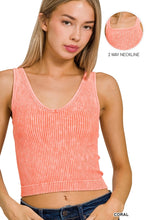 Load image into Gallery viewer, Coral Ribbed Crop Tank with Reversible Neckline
