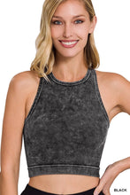 Load image into Gallery viewer, Ash Black Ribbed Racerback Crop Tank
