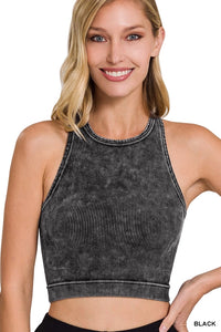 Ash Black Ribbed Racerback Crop Tank