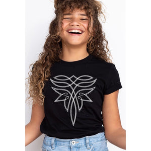 Kids Black Fancy Boot Stitch Tee