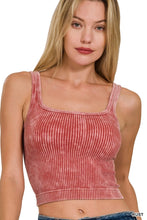 Load image into Gallery viewer, Rust Ribbed Crop Tank with Reversible Neckline
