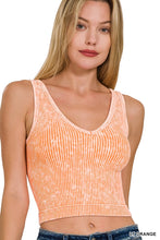 Load image into Gallery viewer, Orange Ribbed Crop Tank with Reversible Neckline
