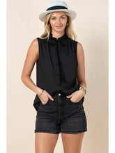 Load image into Gallery viewer, Black Lainey Button Down Tie Top
