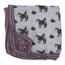 Load image into Gallery viewer, Cowgirls &amp; Cactus Bamboo Muslin Blanket
