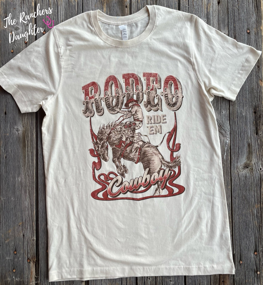 Rodeo Cowboy Tee  - Vintage White