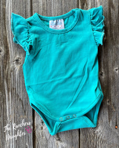 Shea Baby Turquoise Ruffle Onesie