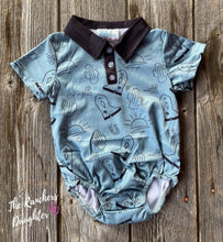Load image into Gallery viewer, Shea Baby Desert Blue Polo Onesie
