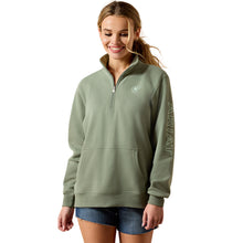 Load image into Gallery viewer, Ariat Women's Olive Logo 1/2 Zip Sweatshirt
