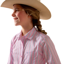 Load image into Gallery viewer, Ariat Youth Pink Lavender Stripe Kirby Western Shirt
