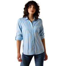 Load image into Gallery viewer, Ariat Women’s VentTEK Blue/Rattan Stripe Stretch Shirt
