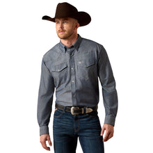 Load image into Gallery viewer, Ariat Men's Wrinkle Free Chambray Refined Slub Classic Fit Snap Shirt
