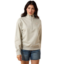 Load image into Gallery viewer, Ariat Women's Light Heather Grey 1/2 Zip Sweatshirt
