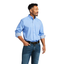 Load image into Gallery viewer, Ariat Men&#39;s Blue Wrinkle Free Solid Pinpoint Oxford Classic Fit Shirt
