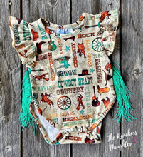 Load image into Gallery viewer, Shea Baby Country Music Fringe Onesie

