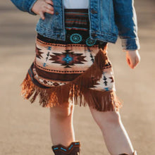 Load image into Gallery viewer, Shea Baby Brown Aztec Fringe Skirt
