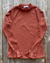 Load image into Gallery viewer, Rust Sparkly Ribbed Sweater Top
