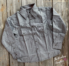 Load image into Gallery viewer, Boy’s Charcoal Diamond Western Shirt
