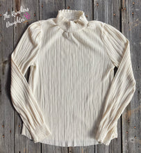 Load image into Gallery viewer, Ivory Mock Neck Velvet Ribbed Top
