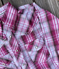 Load image into Gallery viewer, Pink Embellished Plaid Girls Western Shirt
