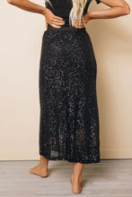 Load image into Gallery viewer, Black Sequin High Waist Midi Skirt
