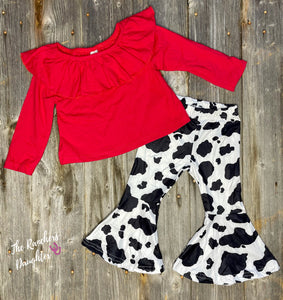 Red Ruffle Cowprint Outfit