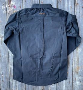 Ariat Boys Black Solid Twill Classic Fit Western Shirt