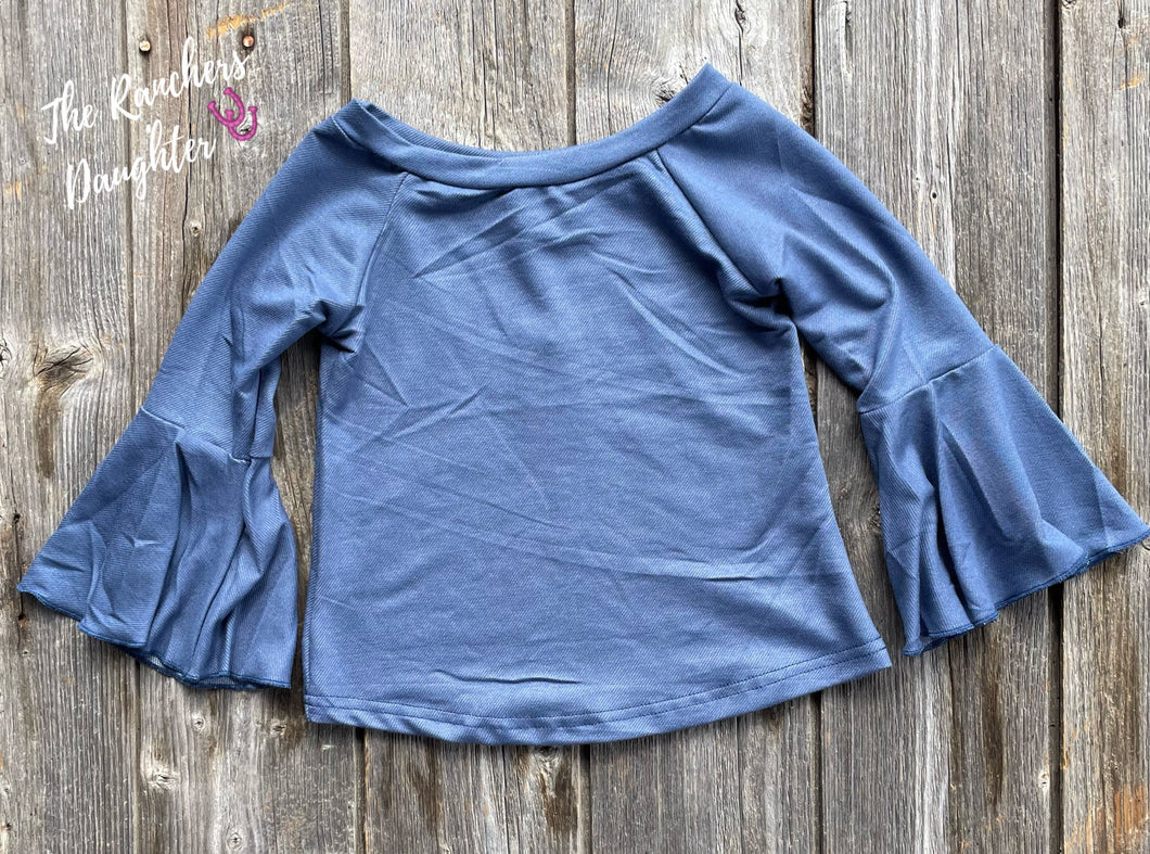 Shea Baby Bell Sleeve Blue Top