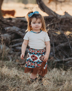 Shea Baby Cream Aztec Fringe Skirt