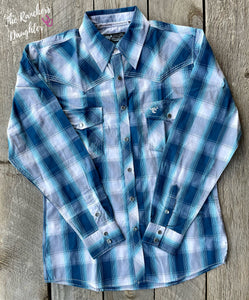 Teal/Turquoise Plaid Men’s Western Shirt