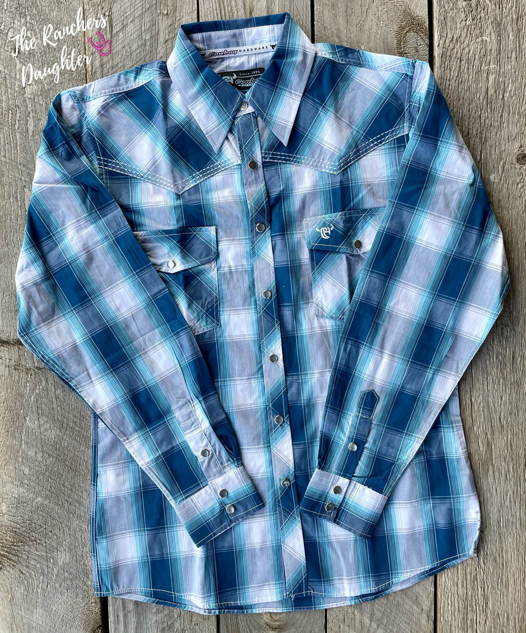 Teal/Turquoise Plaid Men’s Western Shirt