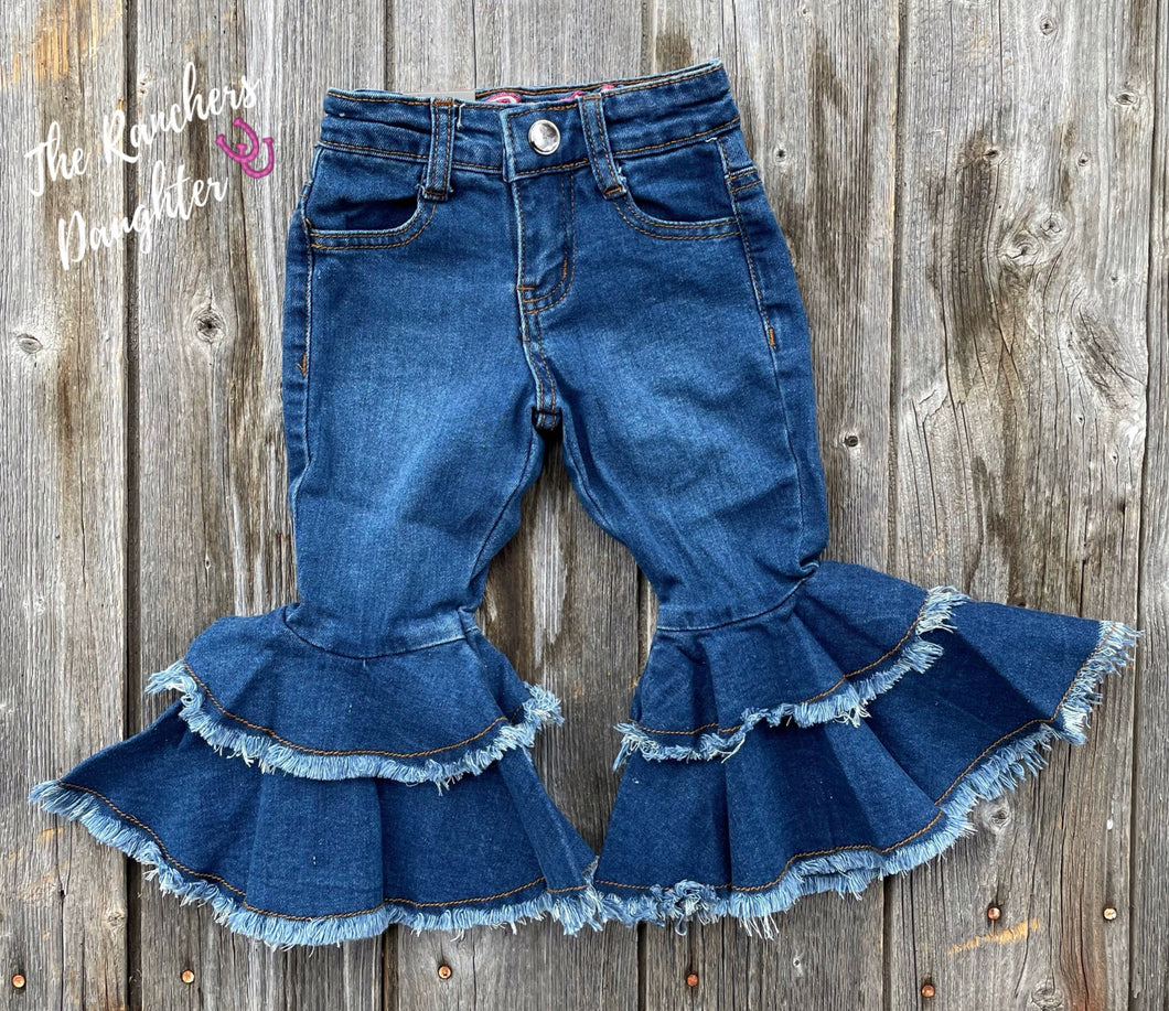 Double Ruffle Bell Bottom Jeans – Hooray Children's Shoppe