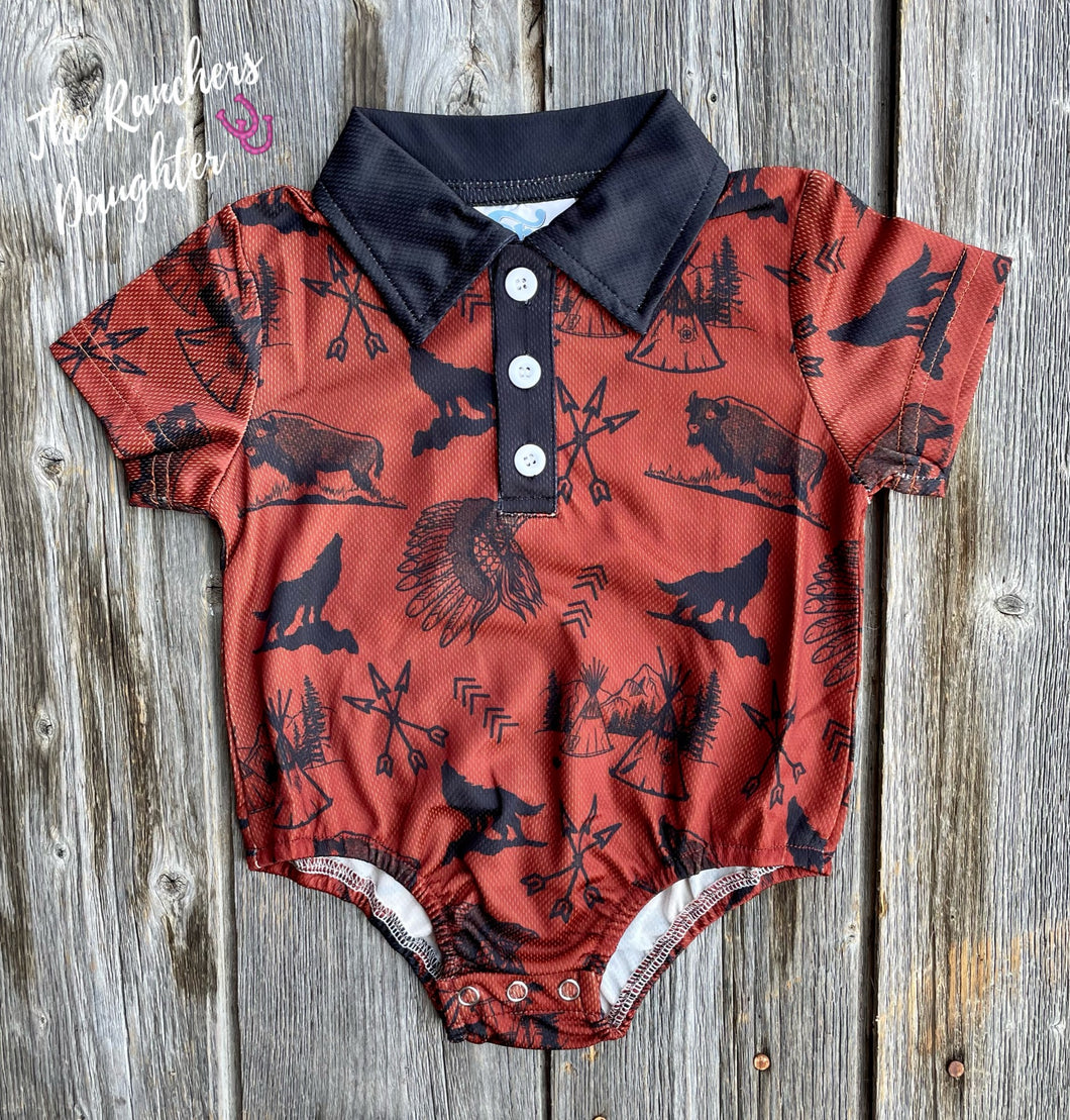 Shea Baby Rust Indian Polo Onesie