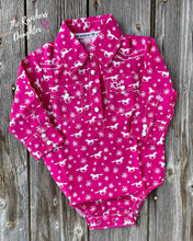 Load image into Gallery viewer, Pink Daisy Rider Western Baby Romper

