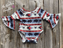 Load image into Gallery viewer, Shea Baby Buffalo Bell Sleeve Onesie
