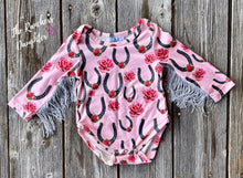 Load image into Gallery viewer, Shea Baby Horseshoe &amp; Rose Onesie
