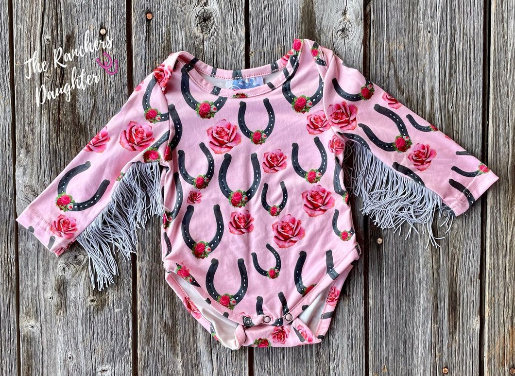 Shea Baby Horseshoe & Rose Onesie