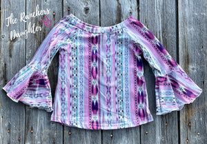 Shea Baby Bell Sleeve Southwest Top