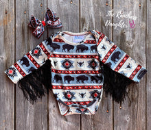 Load image into Gallery viewer, Shea Baby Buffalo Fringe Onesie
