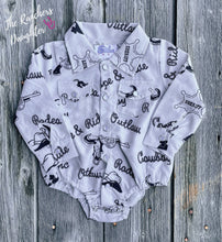 Load image into Gallery viewer, Shea Baby Cowboy Pearl Snap Onesie
