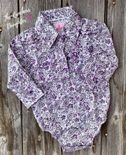 Load image into Gallery viewer, Purple Floral Western Baby Romper
